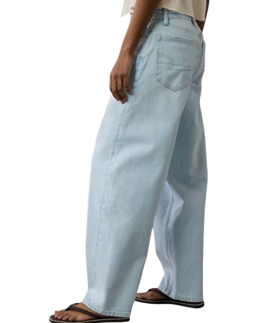 NWT American Eagle Jeans Women's 8 Short Petite Light Blue Low Rise Baggy Barrel